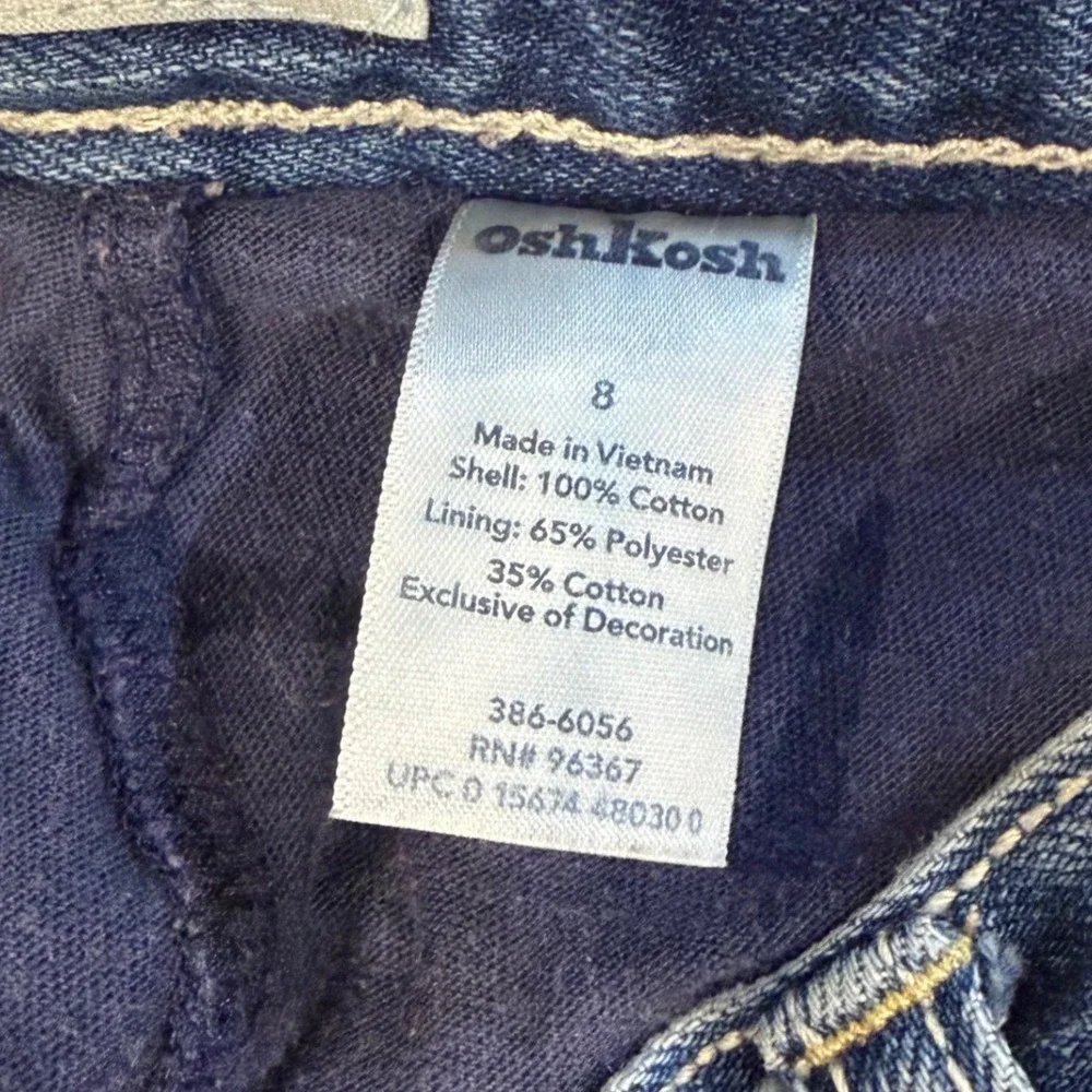 OshKosh VTG Girls Blue Denim Butterfly Embroidered Mini Skirt Size 8 Medium Wash